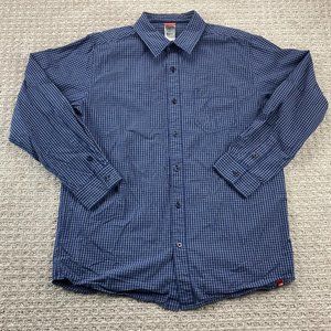 North Face Shirt Men Large L Blue White Checkered Button Up Long Sleeve Outdoor